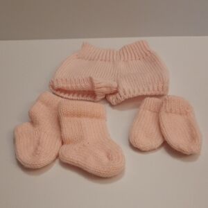 Hand-Knit Baby doll Set in Soft Pink